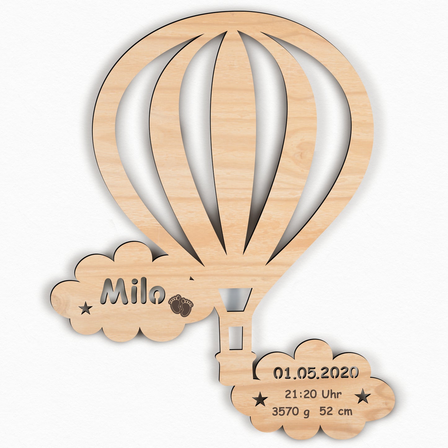 Personalisierbares Nachtlicht Heißluftballon – Sanftes Licht für Kinder