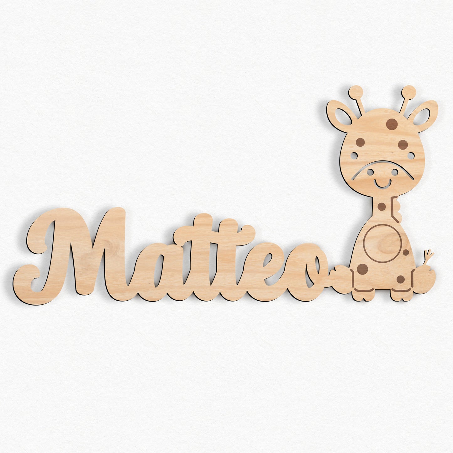 Personalisierte Nachtlicht Schriftzug mit Giraffe 60 oder 70 cm