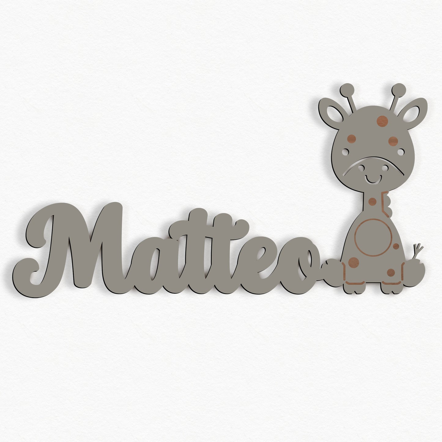 Personalisierte Nachtlicht Schriftzug mit Giraffe 60 oder 70 cm