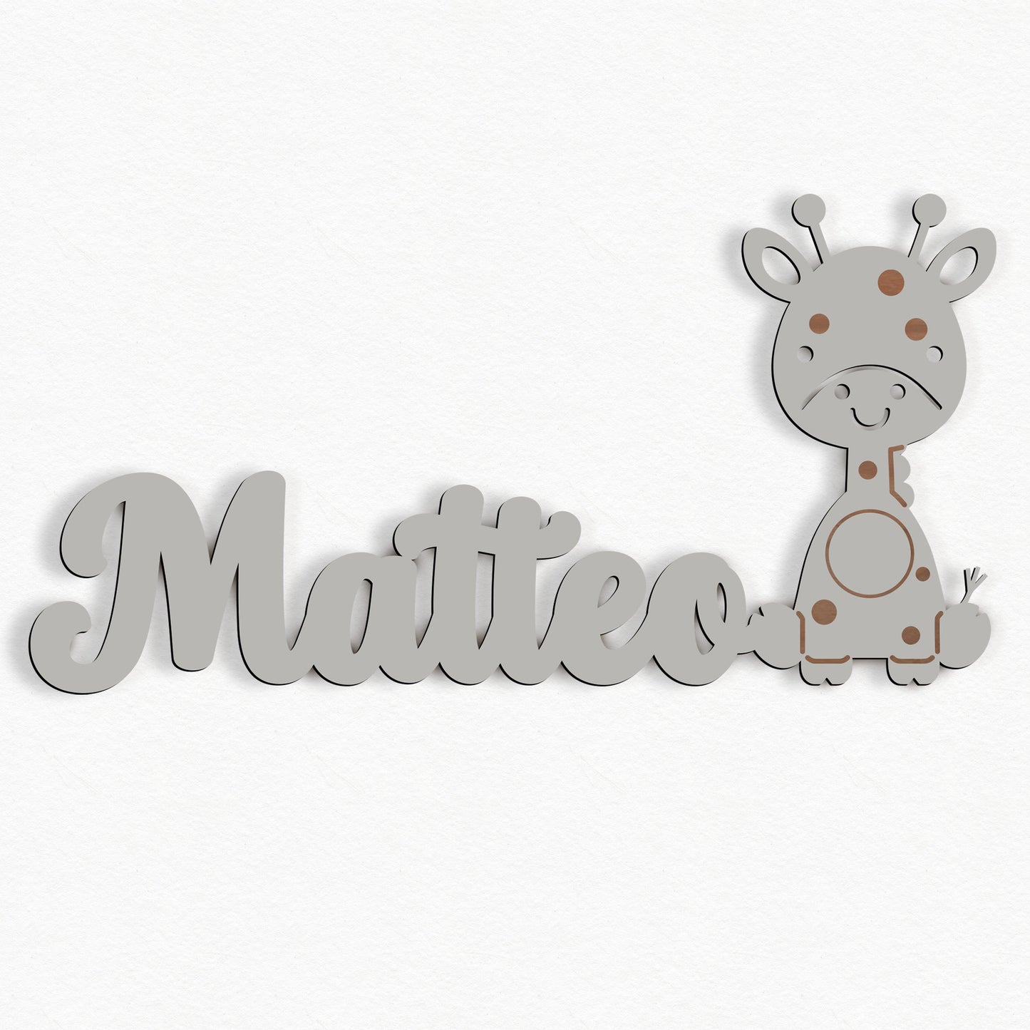 Personalisierte Nachtlicht Schriftzug mit Giraffe 60 oder 70 cm