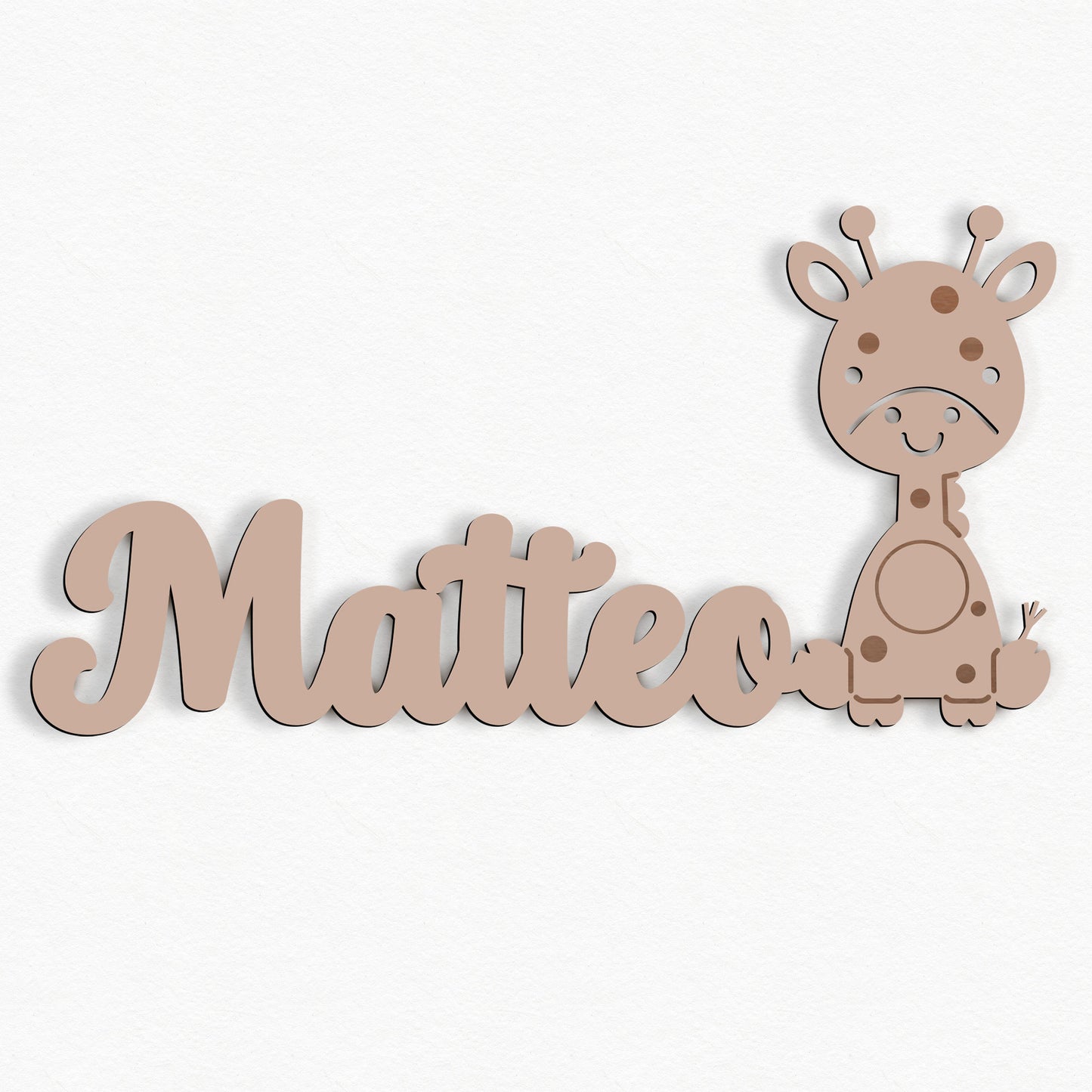 Personalisierte Nachtlicht Schriftzug mit Giraffe 60 oder 70 cm