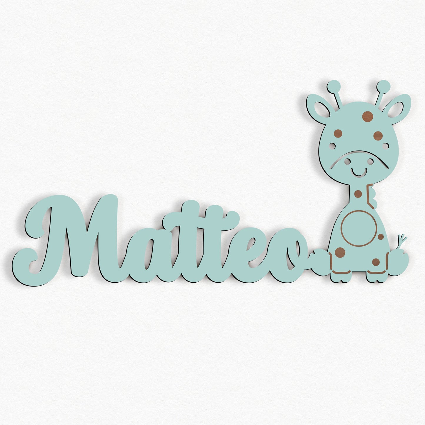 Personalisierte Nachtlicht Schriftzug mit Giraffe 60 oder 70 cm