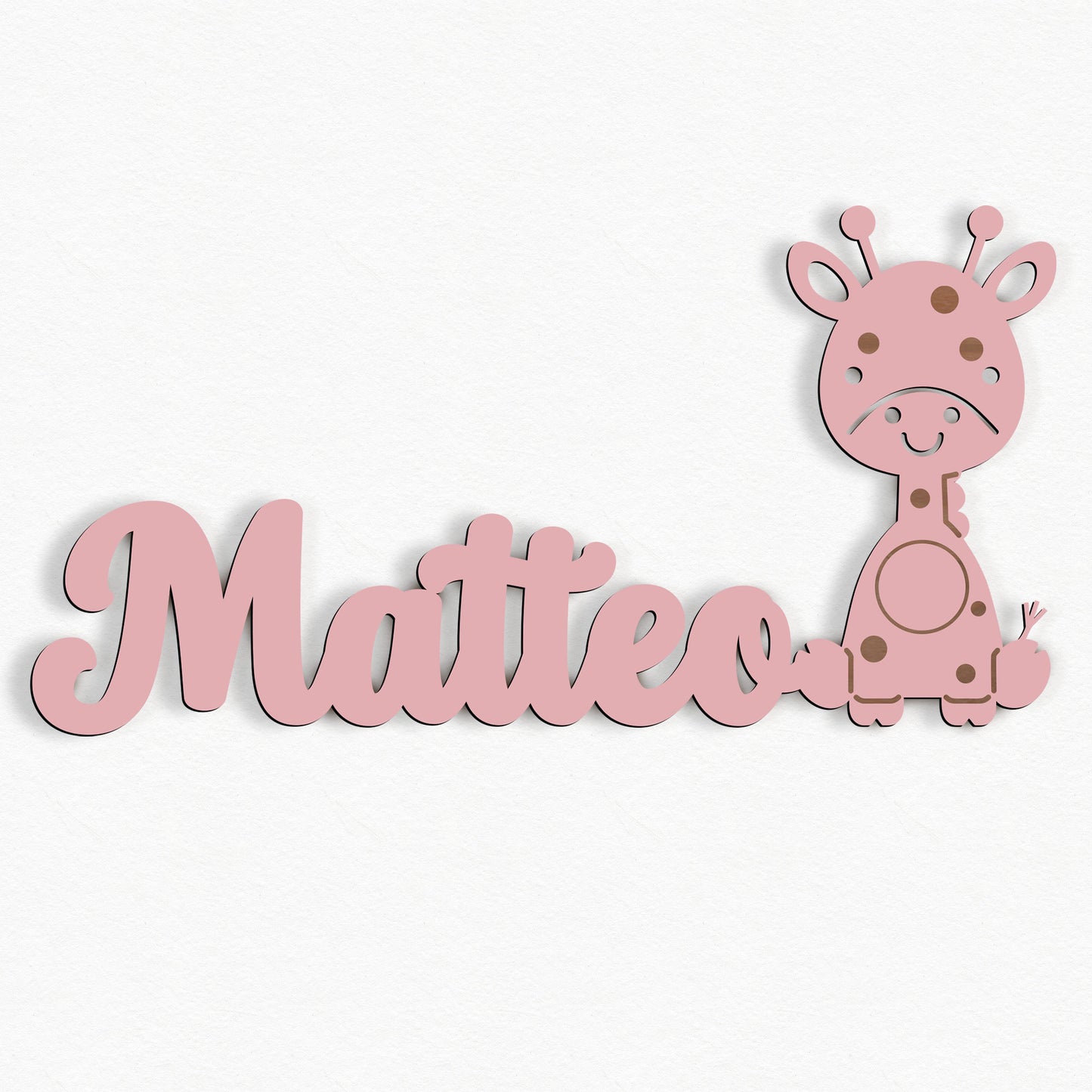 Personalisierte Nachtlicht Schriftzug mit Giraffe 60 oder 70 cm