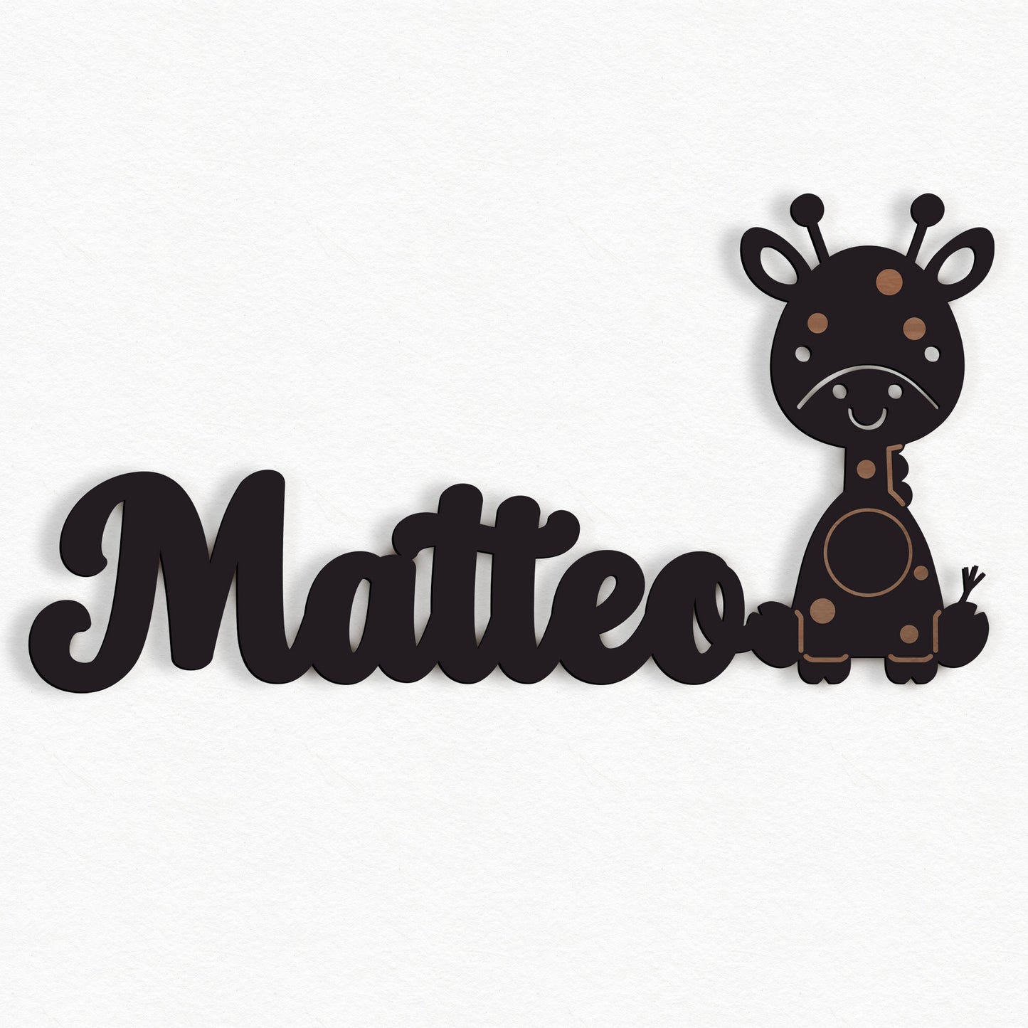 Personalisierte Nachtlicht Schriftzug mit Giraffe 60 oder 70 cm