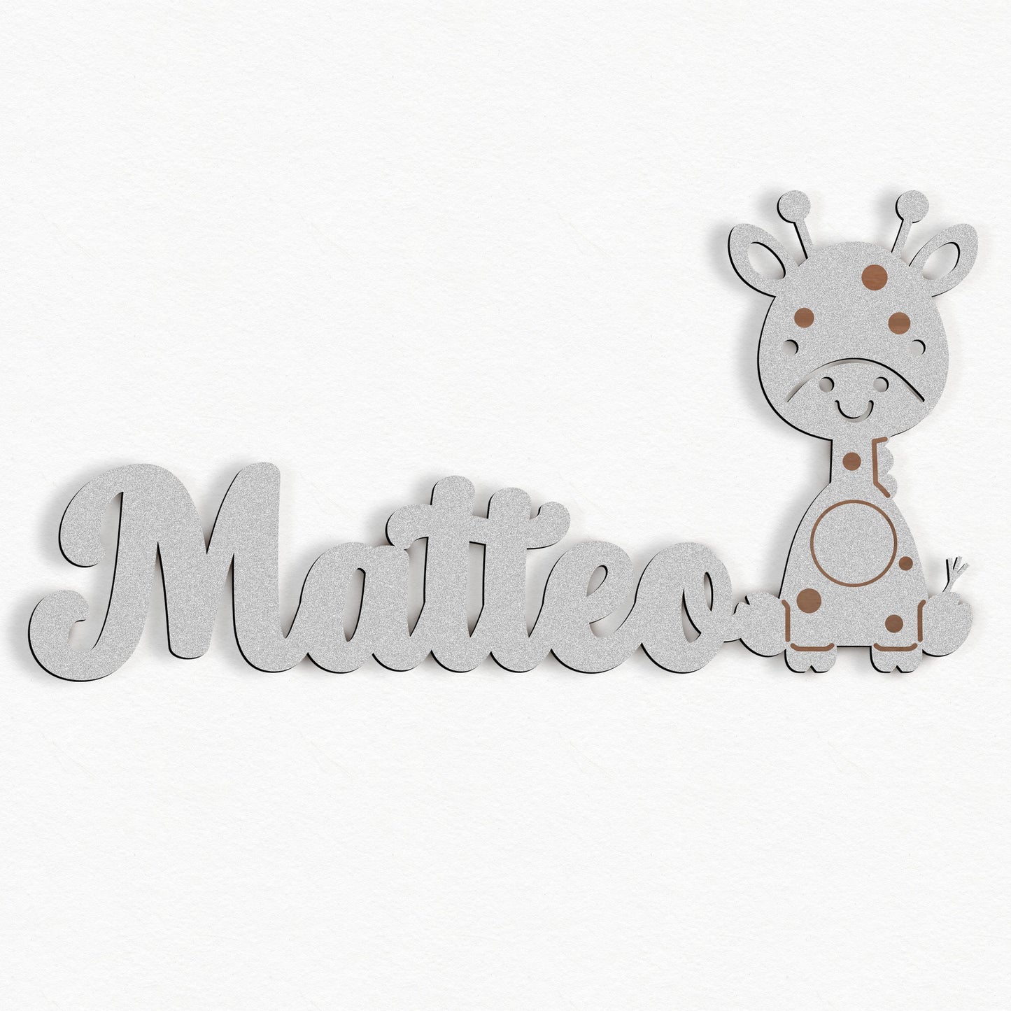 Personalisierte Nachtlicht Schriftzug mit Giraffe 60 oder 70 cm