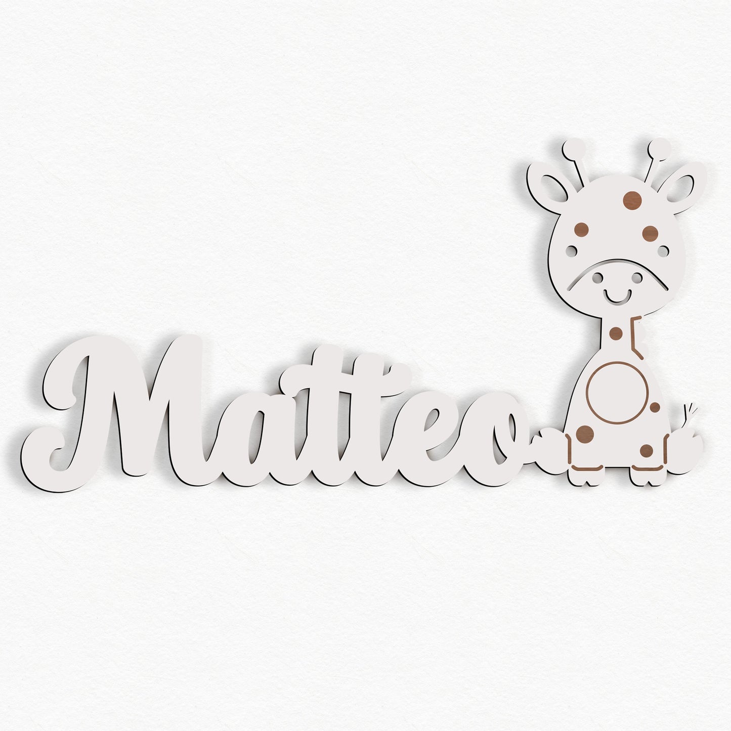 Personalisierte Nachtlicht Schriftzug mit Giraffe 60 oder 70 cm