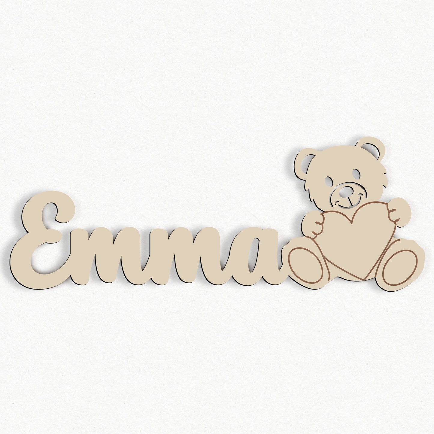 Personalisierte Nachtlicht Schriftzug mit Teddybär 60 oder 70 cm