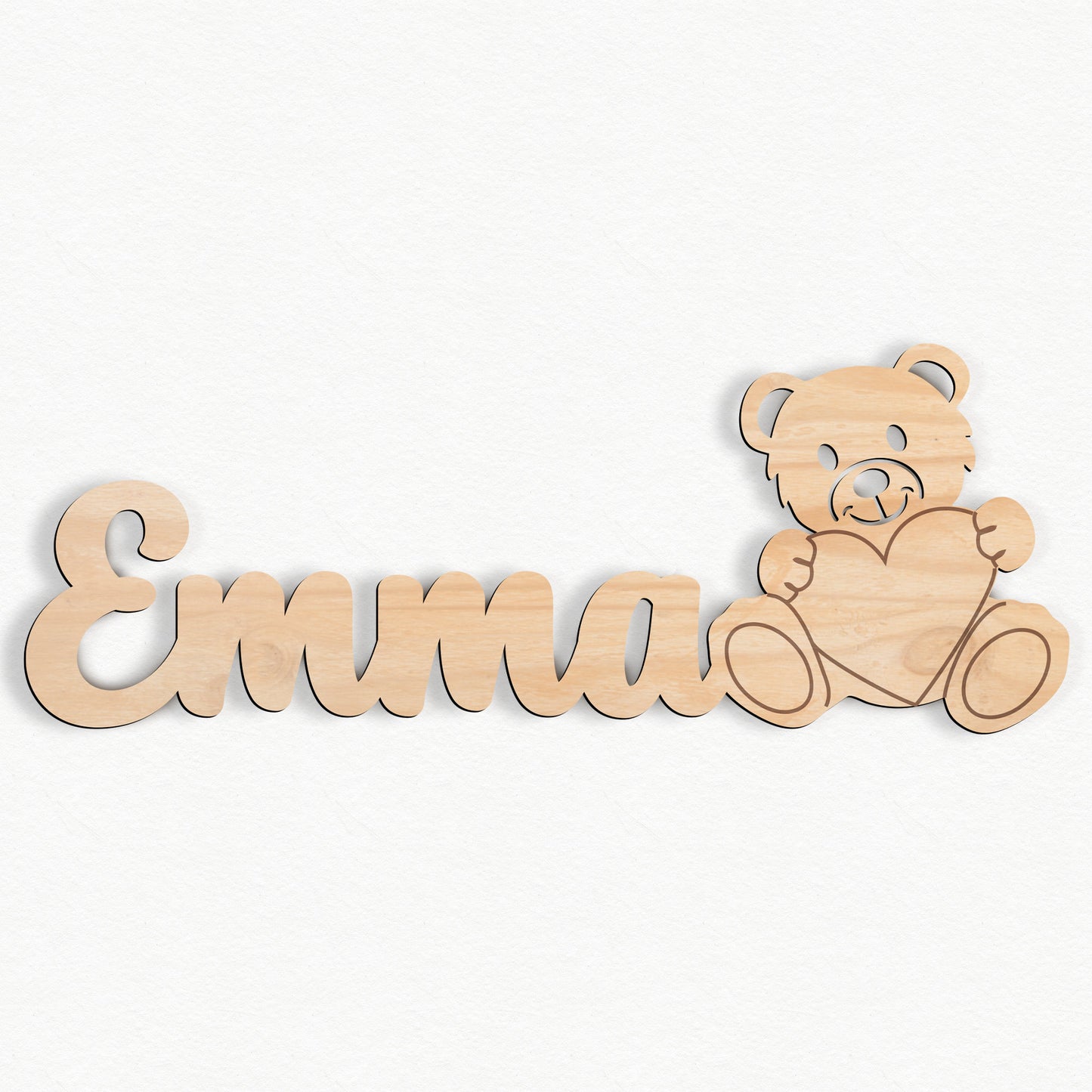 Personalisierte Nachtlicht Schriftzug mit Teddybär 60 oder 70 cm