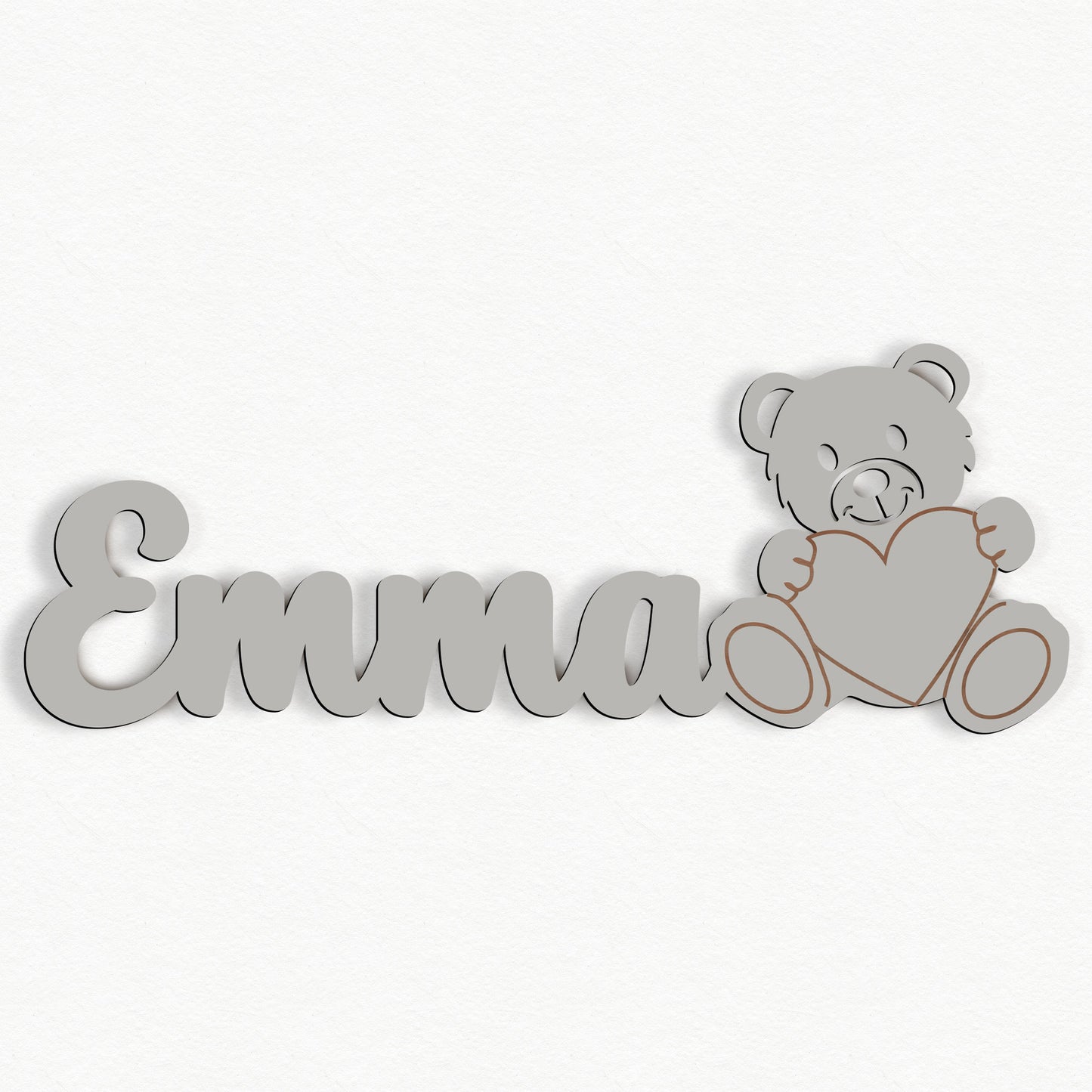 Personalisierte Nachtlicht Schriftzug mit Teddybär 60 oder 70 cm
