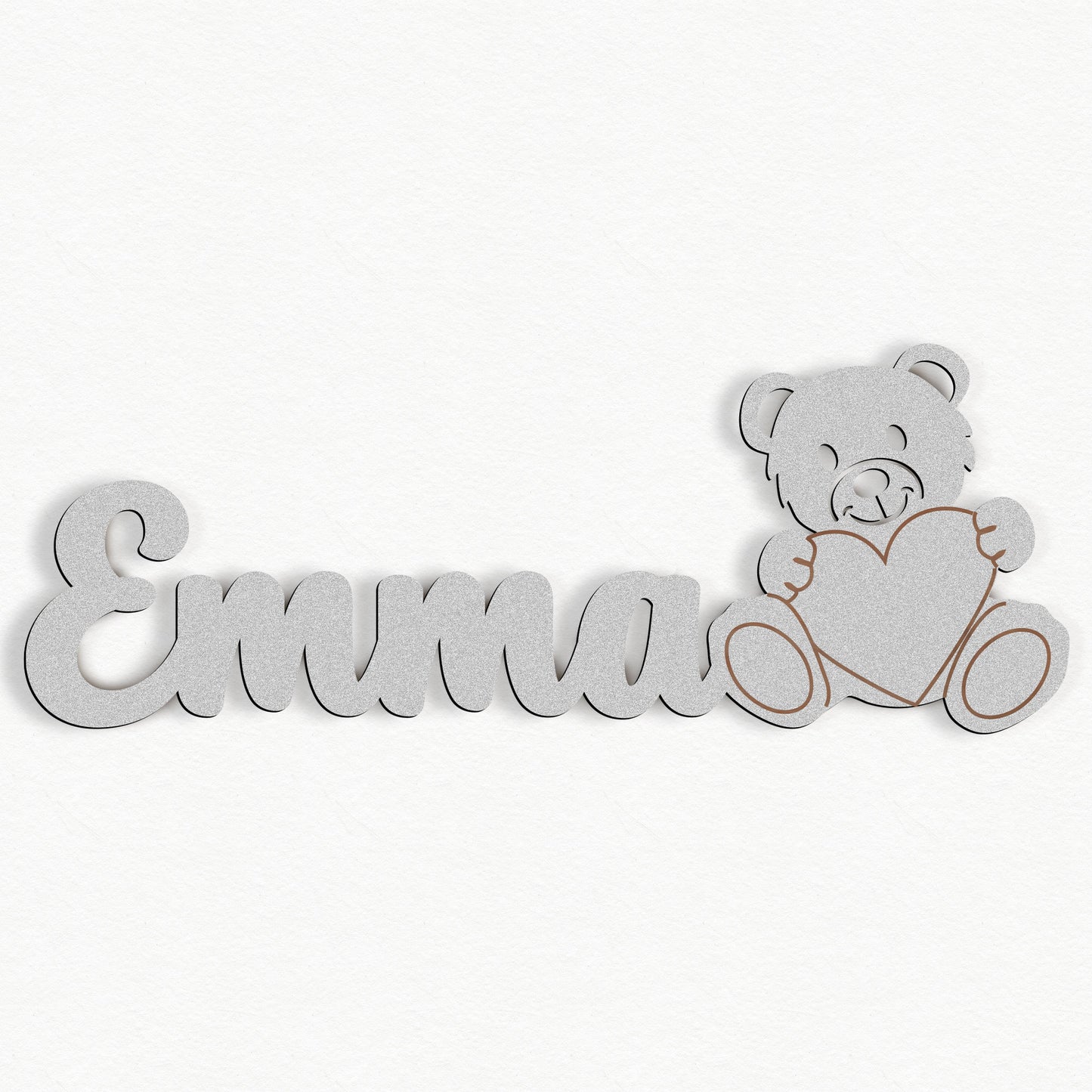 Personalisierte Nachtlicht Schriftzug mit Teddybär 60 oder 70 cm