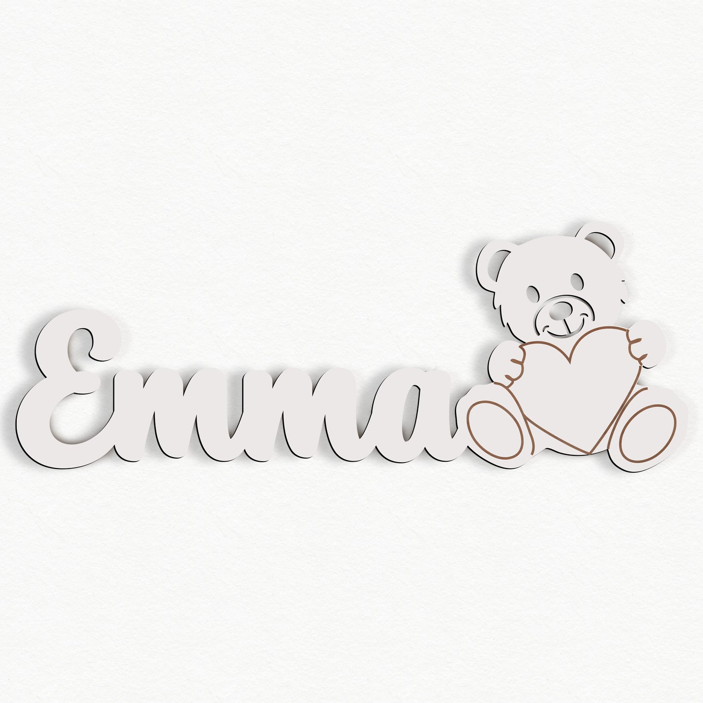 Personalisierte Nachtlicht Schriftzug mit Teddybär 60 oder 70 cm