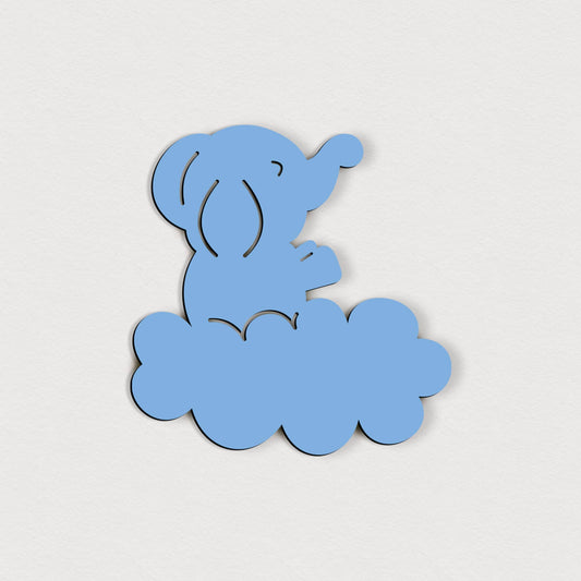 Selbstklebender Elefant auf Wolke – 5 cm / 10 cm / 15 cm / 20 cm – Wanddeko für Kinderzimmer
