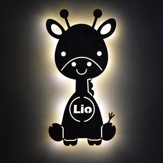 Personalisierte Nachtlicht Giraffe – Kinderzimmer LED Lampe mit Name