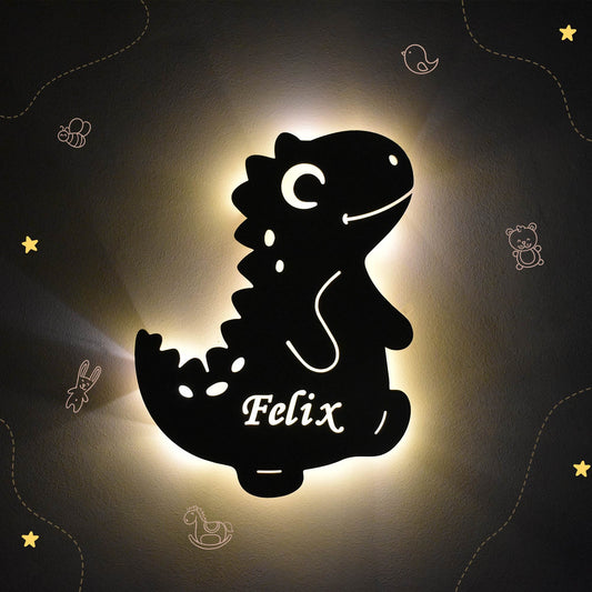 Personalisierte Nachtlicht Dino – Kinderzimmer LED Lampe mit Name