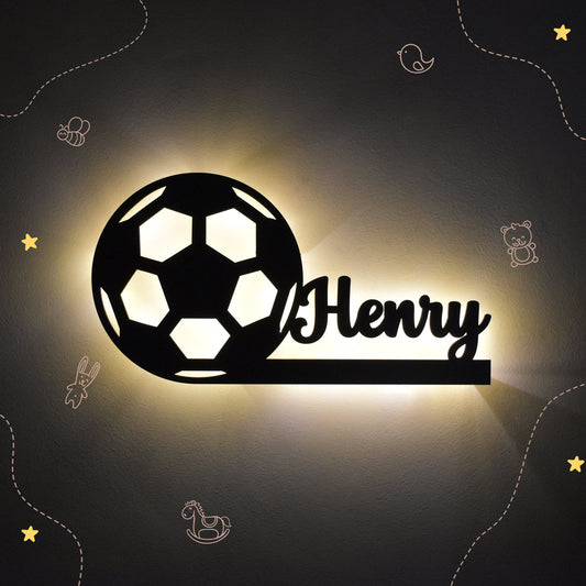 Personalisierte Nachtlicht Schriftzug mit Fußball 60 oder 70 cm