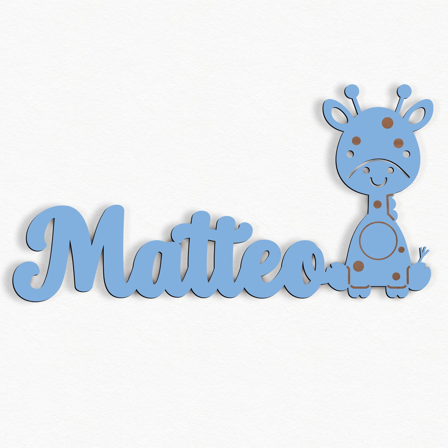 Personalisierte Nachtlicht Schriftzug mit Giraffe 60 oder 70 cm